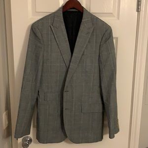 JCrew Ludlow grey plaid windowpane peak lapel jacket with pick stitching in 42L